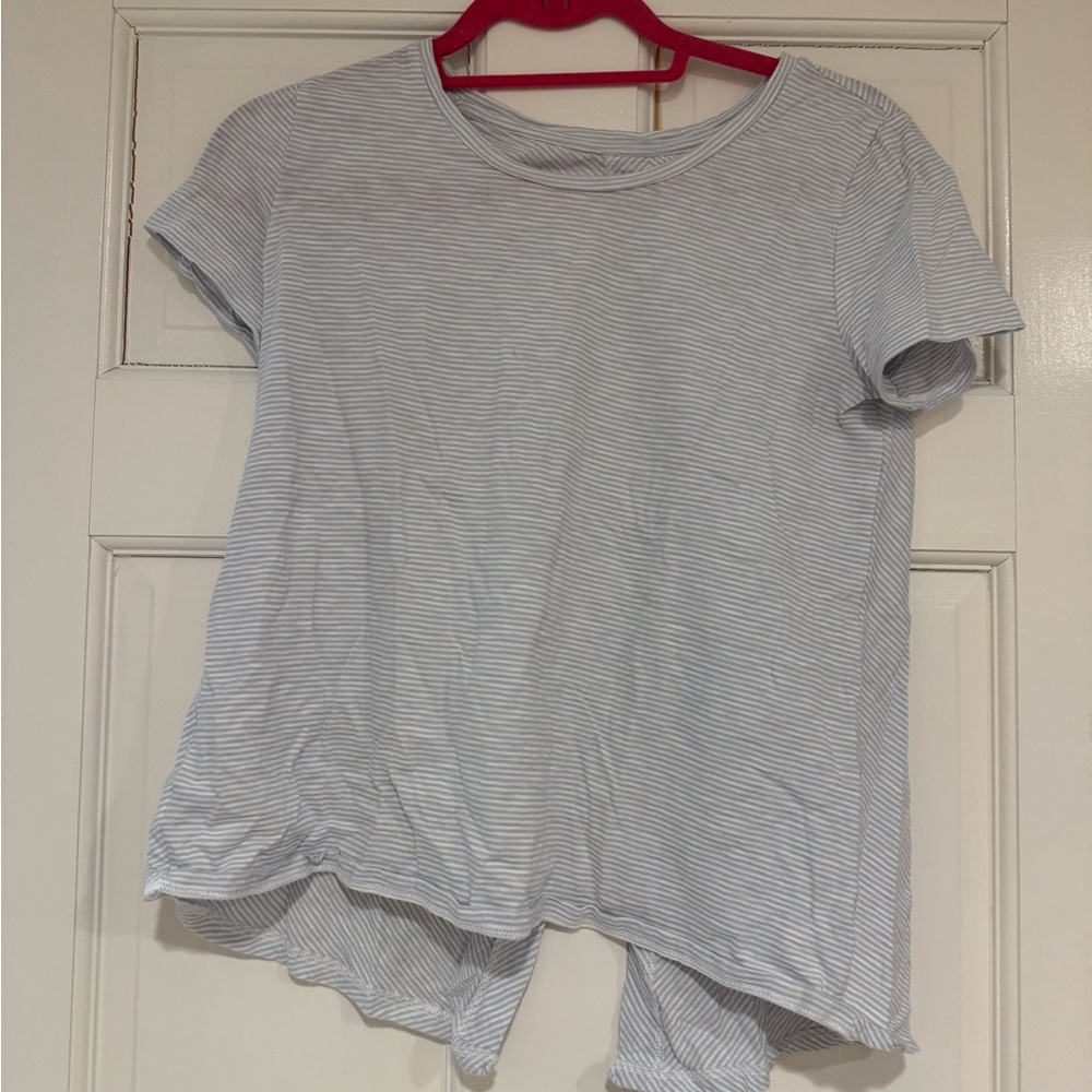 Light Blue Striped Women's Short Sleeve Tee